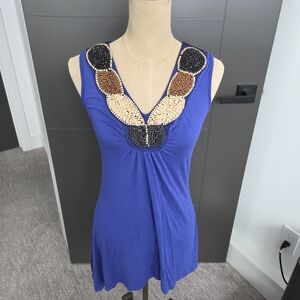 George Dress Or Long Tank Top with Beaded Neckline